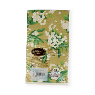 Caspari Christmas Berry Paper Guest Towel Napkins in Gold & White - 15 Per Package 17231G