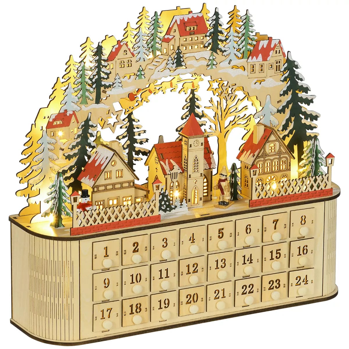Traditional Wooden Advent Calendar with Drawers - 1 each