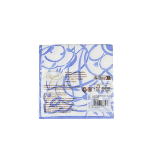 Caspari Algarve Ceramic Blue Paper Linen Cocktail Napkins - 15 Per Package 17463CG