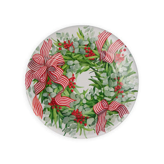 Caspari Ribbon Stripe Wreath Salad & Dessert Plates - 8 Per Package 17540SP