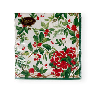 Caspari Holly Chintz White Napkin Dinner - 20 Per Package 17560D