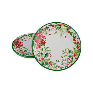 Caspari Holly Chintz White Dinner Plates - 8 Per Package 17560DP