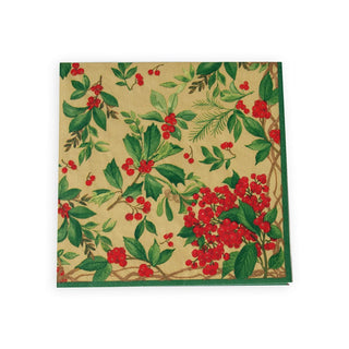 Caspari Holly Chintz Gold Napkin Dinner - 20 Per Package 17561D