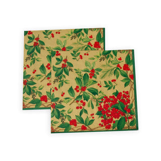 Caspari Holly Chintz Gold Napkin Dinner - 20 Per Package 17561D