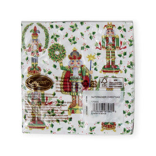 Caspari Nutcracker Christmas Cocktail Napkins - 20 Per Package 17590C