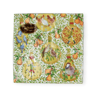 Caspari In A Pear Tree Cocktail Napkins - 20 Per Package 17600C