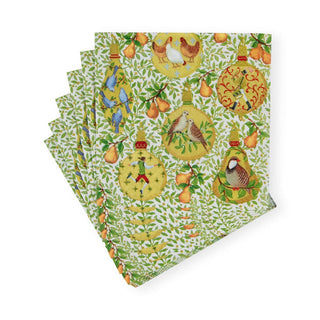 Caspari In A Pear Tree Cocktail Napkins - 20 Per Package 17600C