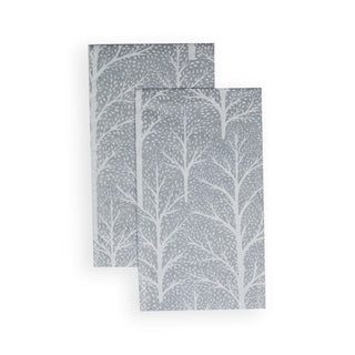 Caspari Winter Trees Silver & White Guest Towel Napkins - 15 Per Package 17671G