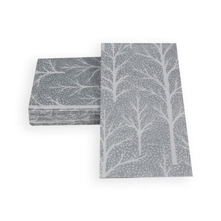 Caspari Winter Trees Silver & White Guest Towel Napkins - 15 Per Package 17671G