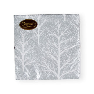 Caspari Winter Trees Silver & White Luncheon Napkins - 20 Per Package 17671L