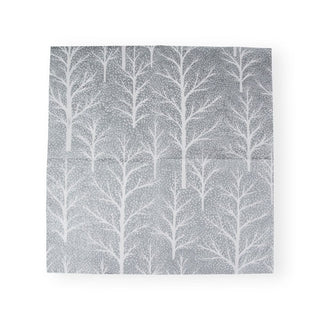 Caspari Winter Trees Silver & White Luncheon Napkins - 20 Per Package 17671L