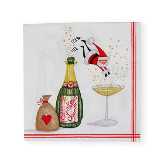 Caspari Santa Splash Cocktail Napkins - 20 Per Package 17700C