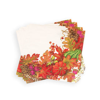 Caspari Harvest Garland White Cocktail Napkins - 20 Per Package 17710C