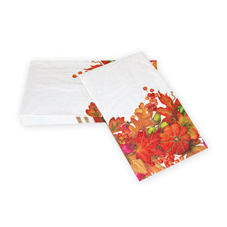 Caspari Harvest Garland White Guest Towel Napkins - 15 Per Package 17710G