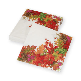 Caspari Harvest Garland White Luncheon Napkins - 20 Per Package 17710L