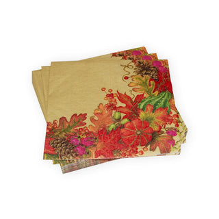 Caspari Harvest Garland Gold Luncheon Napkins - 20 Per Package 17711L