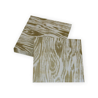 Caspari Woodgrain Silver & Gold Luncheon Napkins - 20 Per Package 17750L