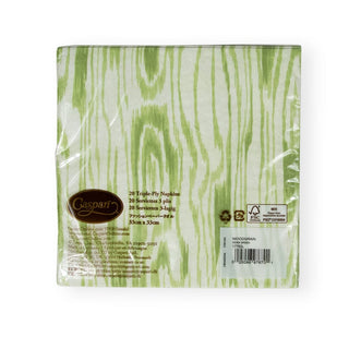 Caspari Woodgrain Moss Green Luncheon Napkins - 20 Per Package 17752L