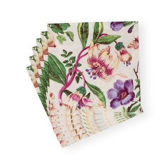 Caspari Porcelain Blooms Ivory Luncheon Napkins - 20 Per Package 17760L