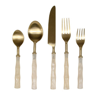 Caspari Pearl Bamboo Handle 5 Piece Flatware 17835