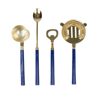 Caspari Navy & Shiny Brass Bar Tool Sets 17849