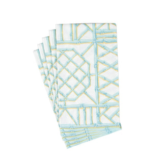 Caspari Bamboo Screen Robin's Egg Paper Linen Guest Towel Napkins - 12 Per Package 17880GG