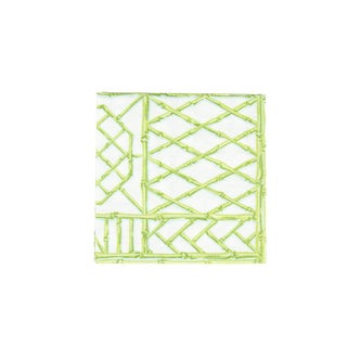 Caspari Bamboo Screen Moss Green Paper Linen Cocktail Napkins - 15 Per Package 17881CG