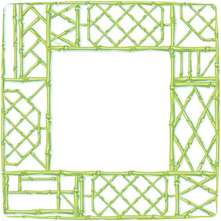 Caspari Bamboo Screen Moss Green Square Dinner Plates - 8 Per Package 17881DP