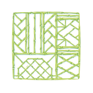 Caspari Bamboo Screen Moss Green Square Salad & Dessert Plates - 8 Per Package 17881SP