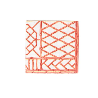 Caspari Bamboo Screen Coral Paper Linen Dinner Napkins - 12 Per Package 17882DG