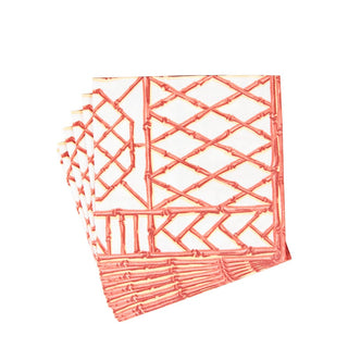 Caspari Bamboo Screen Coral Paper Linen Dinner Napkins - 12 Per Package 17882DG