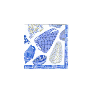 Caspari Coquillage Blue Cocktail Napkins - 20 Per Package 17931C