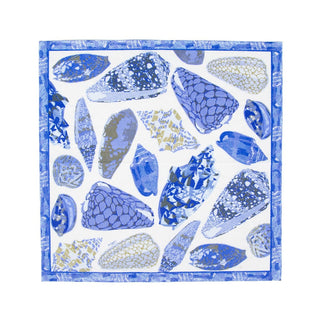 Caspari Coquillage Blue Cocktail Napkins - 20 Per Package 17931C