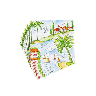 Caspari Mallorca Cocktail Napkins - 20 Per Package 17940C