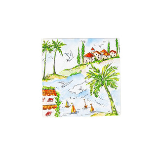 Caspari Mallorca Cocktail Napkins - 20 Per Package 17940C