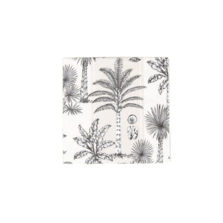 Caspari Southern Palms Flax & White Cocktail Napkins - 20 Per Package 17950C