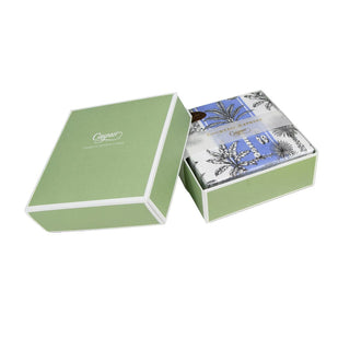 Caspari Southern Palms Blue & White Boxed Cocktail Napkins - 40 Per Box 17952B