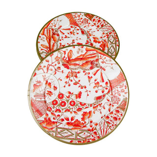 Caspari Gilded Porcelain Coral Dinner Plates - 8 Per Package 18060DP