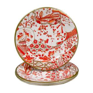 Caspari Gilded Porcelain Coral Dinner Plates - 8 Per Package 18060DP