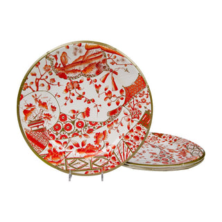 Caspari Gilded Porcelain Coral Dinner Plates - 8 Per Package 18060DP