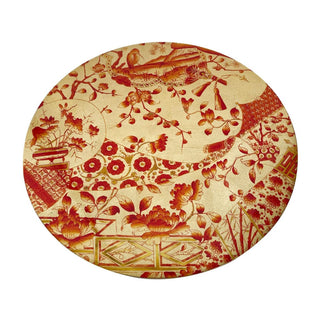 Caspari Ceramic Plate Coral/Gold Round Placemats - Single Placemat 18060LQPMRND