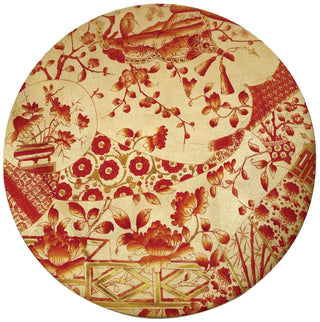 Caspari Ceramic Plate Coral/Gold Round Placemats - Single Placemat 18060LQPMRND