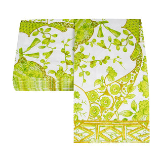 Caspari Gilded Porcelain Chartreuse Guest Towel Napkins - 15 Per Package 18061G