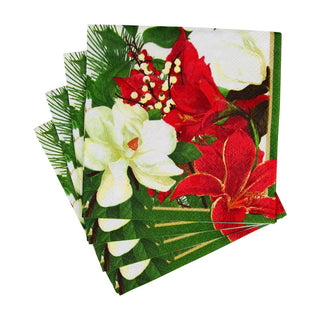 Caspari Christmas Garden Cocktail Napkins - 20 Per Package 18070C