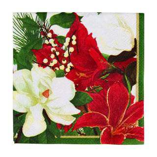 Caspari Christmas Garden Cocktail Napkins - 20 Per Package 18070C