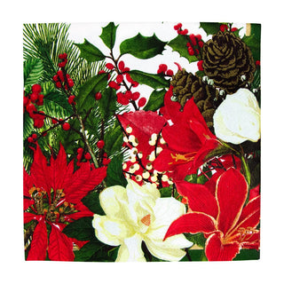 Caspari Christmas Garden Luncheon Napkins - 20 Per Package 18070L