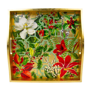 Caspari Christmas Garden Lacquer Trays - 1 Each 18070LQSQR