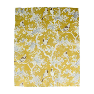 Caspari Scenic Songbirds Gold & Ivory Guest Towel Napkins - 15 Per Package 18080G