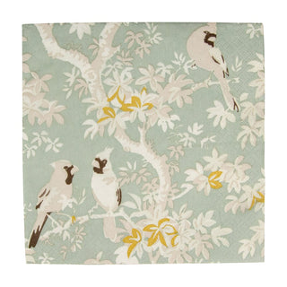 Caspari Scenic Songbirds Celadon Luncheon Napkins - 20 Per Package 18081L