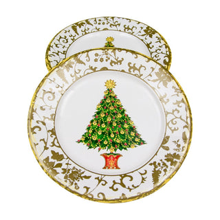 Caspari Gilded Tree Salad & Dessert Plates - 8 Per Package 18100SP